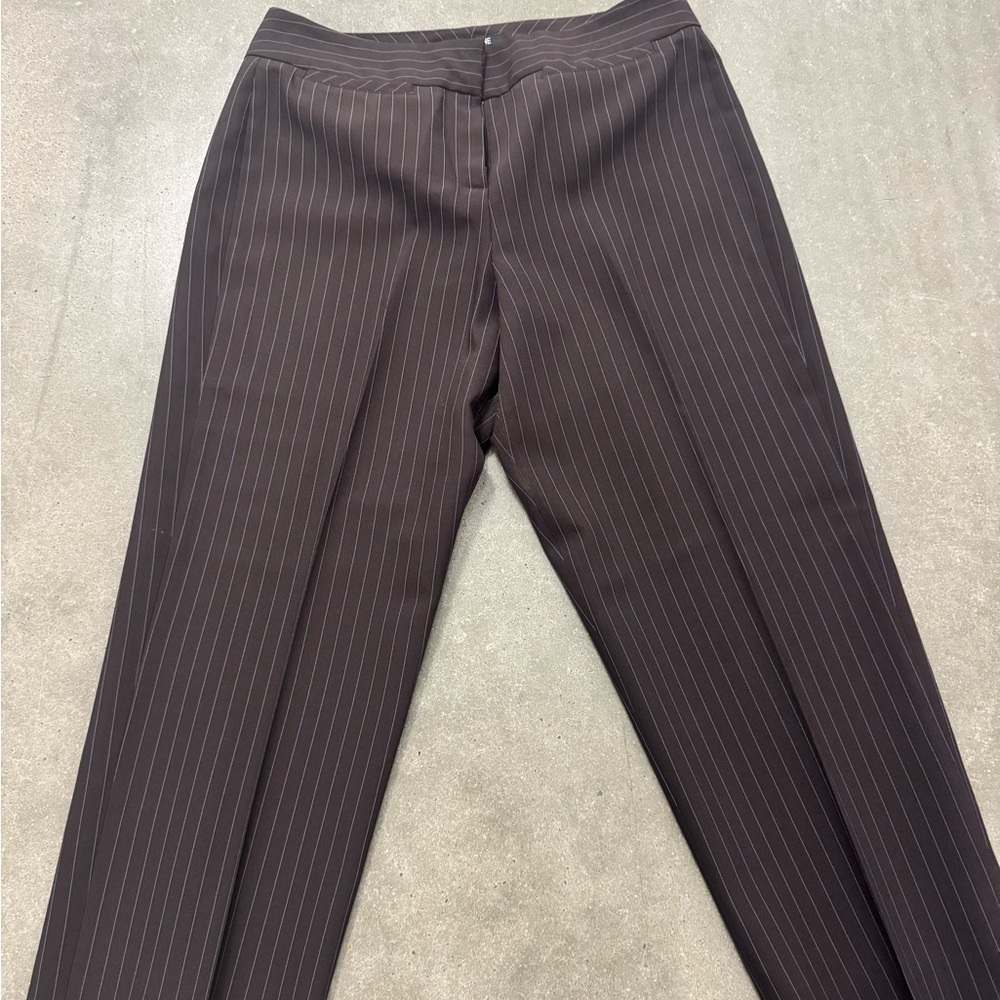 Larry Levine Chocolate Pinstripe Trousers
